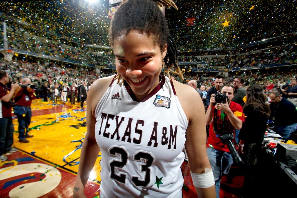 Danielle Adams celebrates Texas A&M's 2011 title